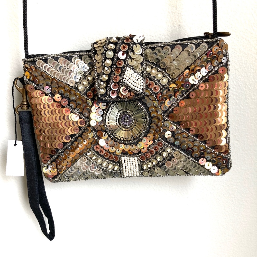 Akira Chicago Black Label Sequined And Beaded Crossbody Evening Bag